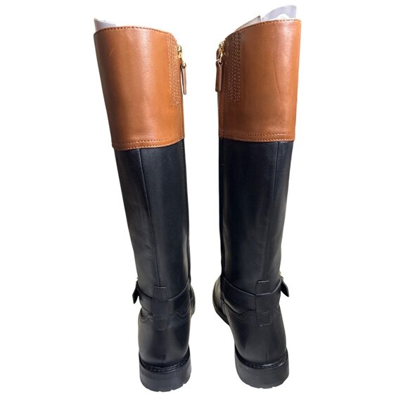 Ralph Lauren Justine Riding Boots Black Cognac Leather 7B NWT MSRP $275 - Picture 6 of 9